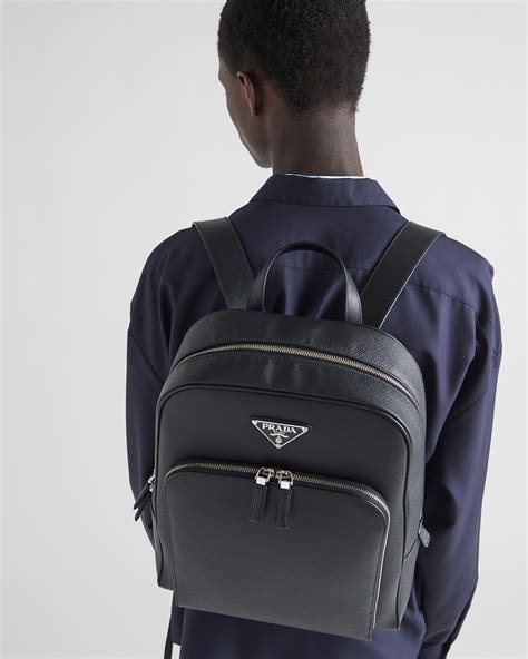 prada leather backpack.